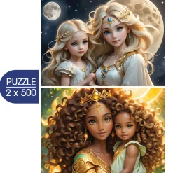 Alipson Puzzle 2 x 500 Palan Palapeli La Lune et le Soleil - Collection Mère et Fille