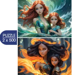 Alipson Puzzle 2 x 500 Palan PalapeliL'Eau et le Feu - Collection Mère et Fille