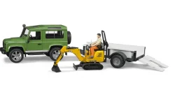 Bruder Land Rover Defender + JCB minikaivuri 1:16