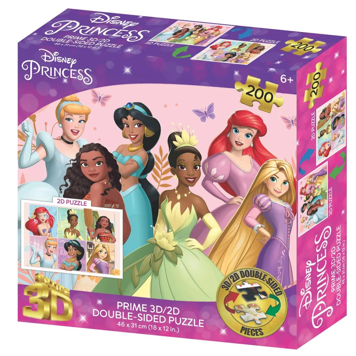 Disney Prinsessa 2D/3D 200 Palan Kaksipuolinen Palapeli