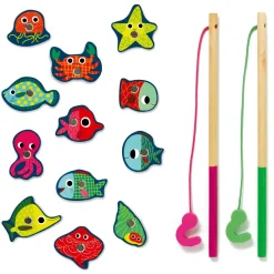 Djeco Magneettinen Puinen Kalastuspeli Fishing Colour