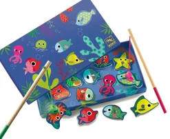 Djeco Magneettinen Puinen Kalastuspeli Fishing Colour