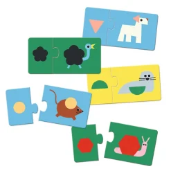 Djeco Puzzle Duo Muodot Ja Eläimet 12 Palapeliä