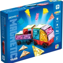 Geomag Magnetic Tiles Gems Vehicles/Kulkuneuvot Magneettinen Rakennussarja 24 Palaa