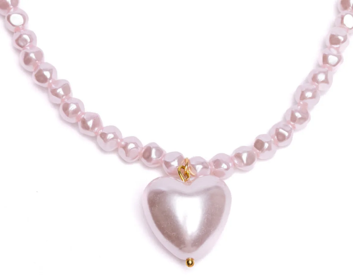 Great Pretenders Pink Pearl Heart Kaulakoru