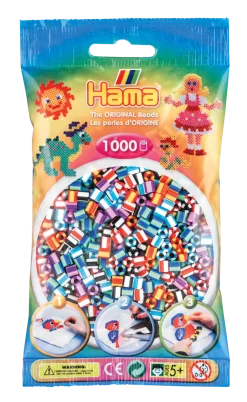 Hama Helmet Midi 1000 kpl Valkoraita mix, 5 väriyhdistelmää 207-90