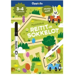 Oppi ja Ilo Pyyhittävät Reitit ja Sokkelot Puuhakirja