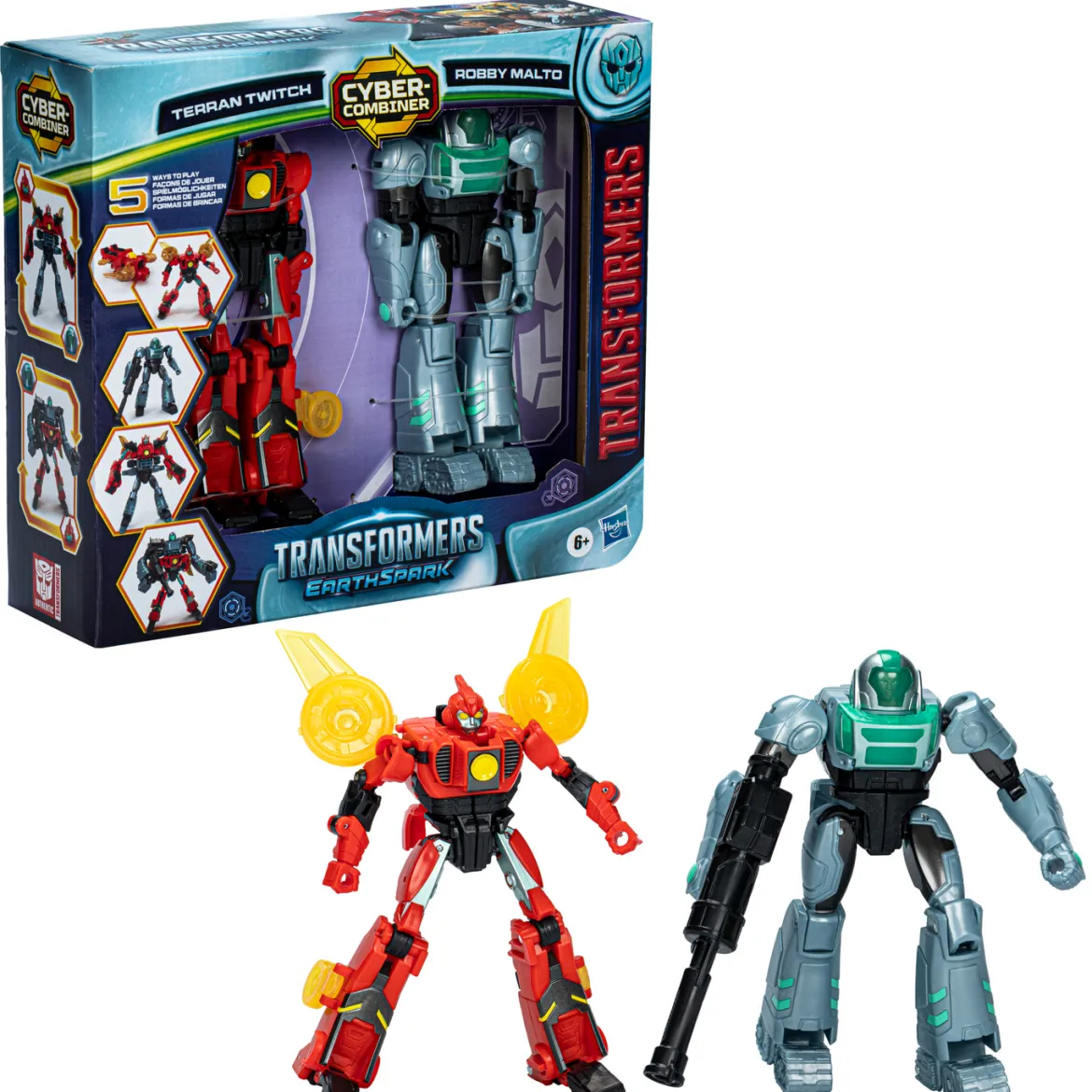 Transformers Muuntautuvat Robotit Earthspark Cyber-Combiner Twitch & Robby Malto
